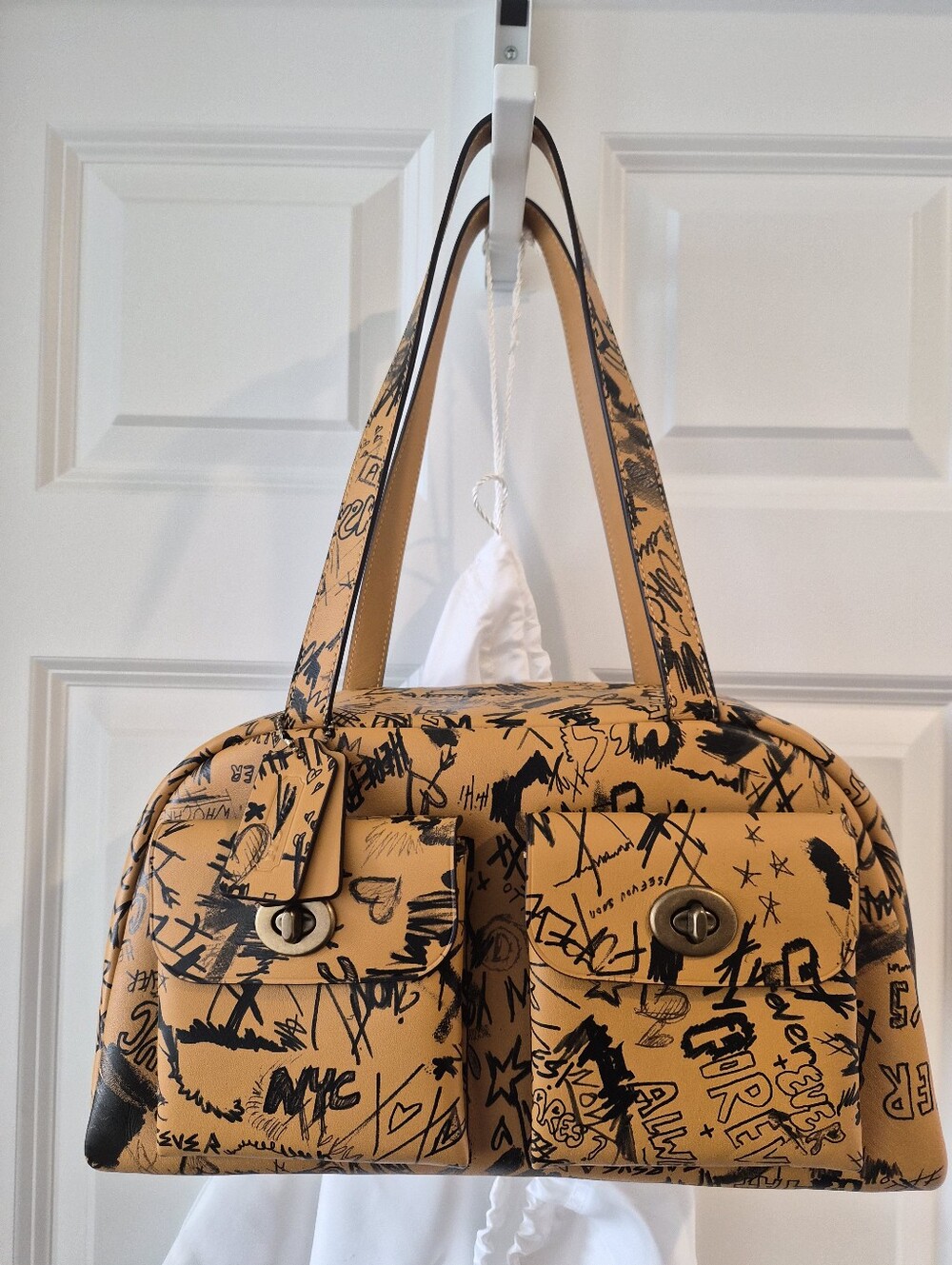 *NWT* [Coach] Twin Turnlock Leather Satchel In Graffiti, Larger, Bag CDB73